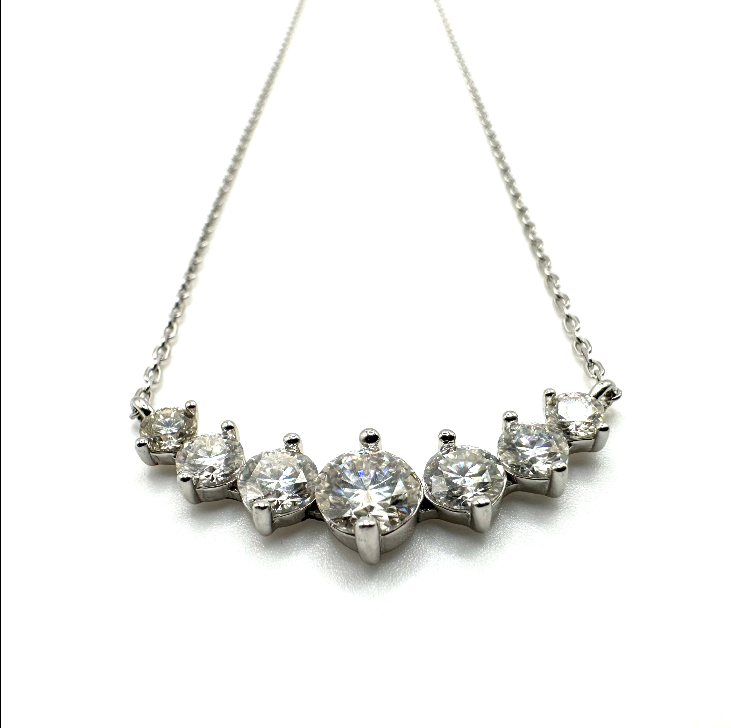 1.7ct Graduated Moissanite Pendant Necklace