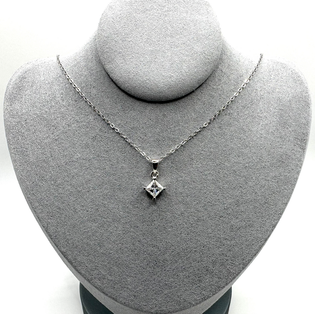 1ct Princess Cut Moissanite Pendant Necklace