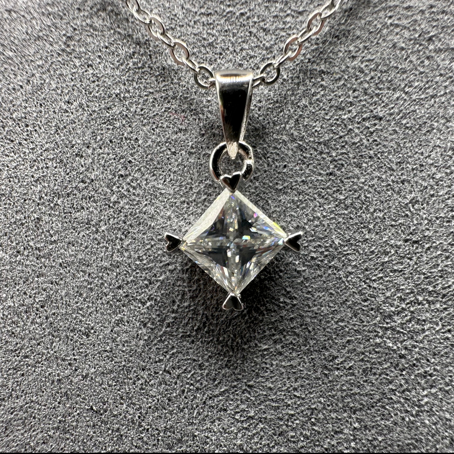 1ct Princess Cut Moissanite Pendant Necklace