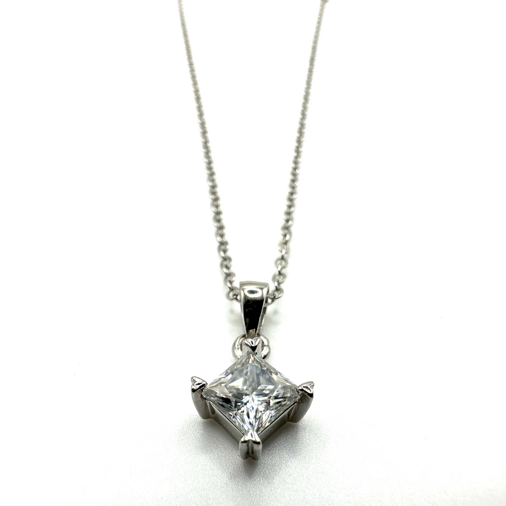 1ct Princess Cut Moissanite Pendant Necklace