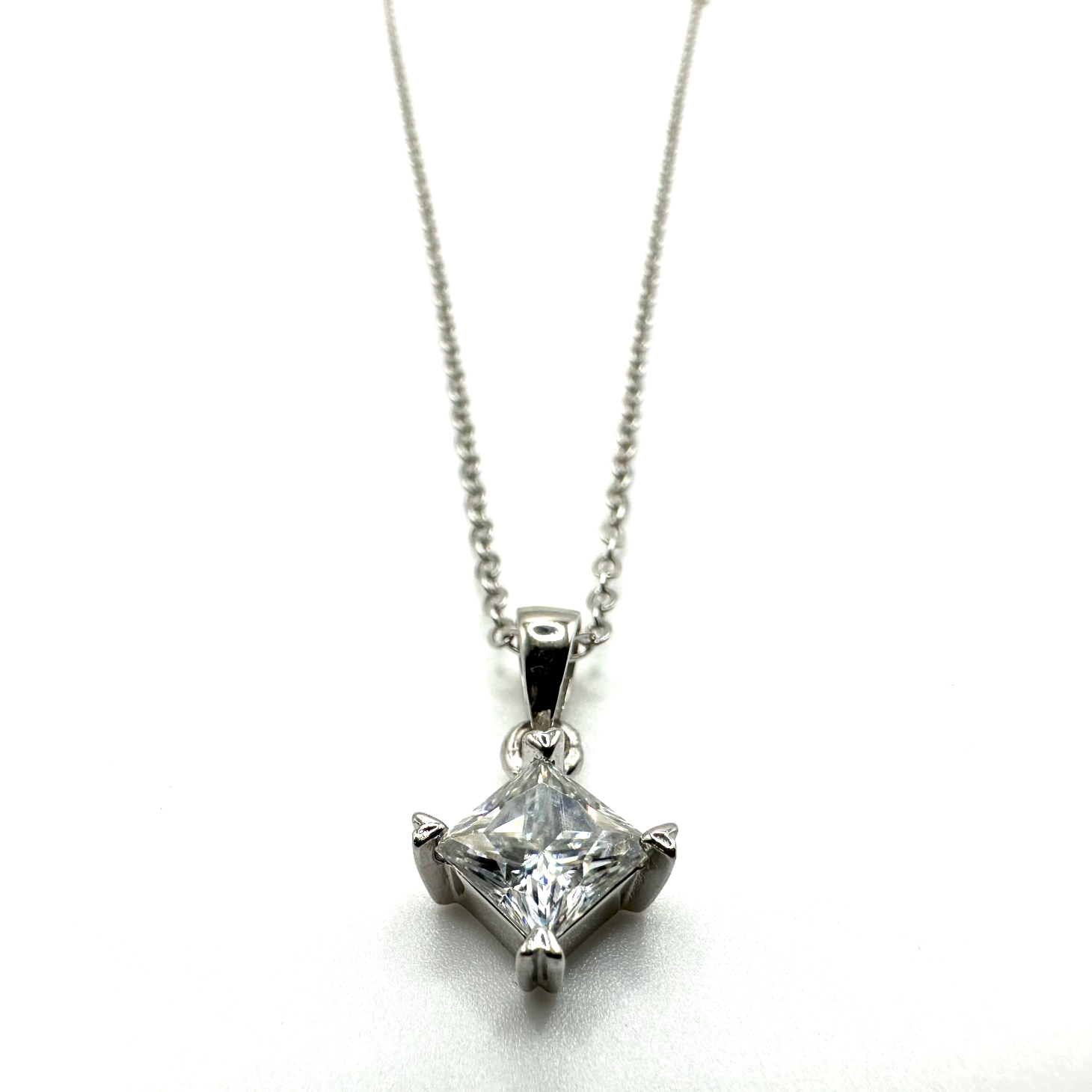 1ct Princess Cut Moissanite Pendant Necklace
