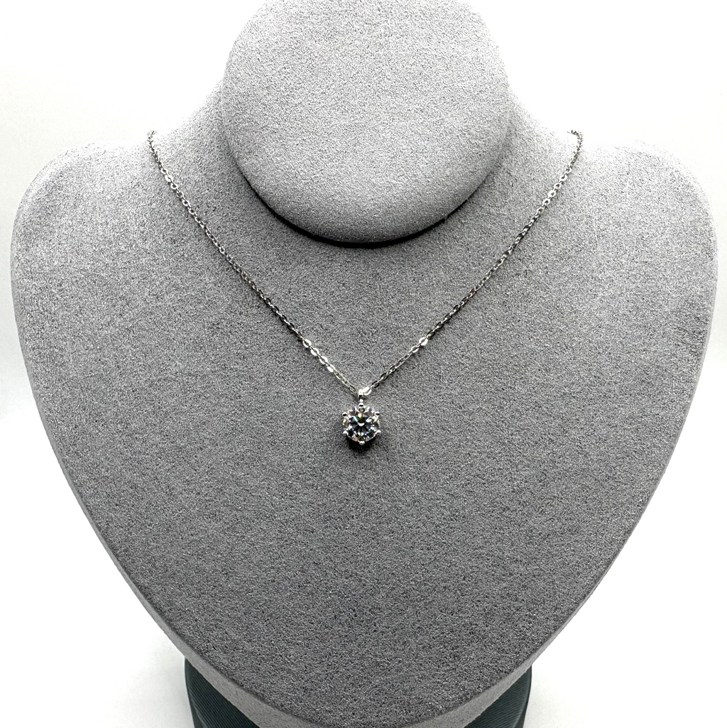 1ct Solitaire Round Cut Moissanite Pendant Necklace