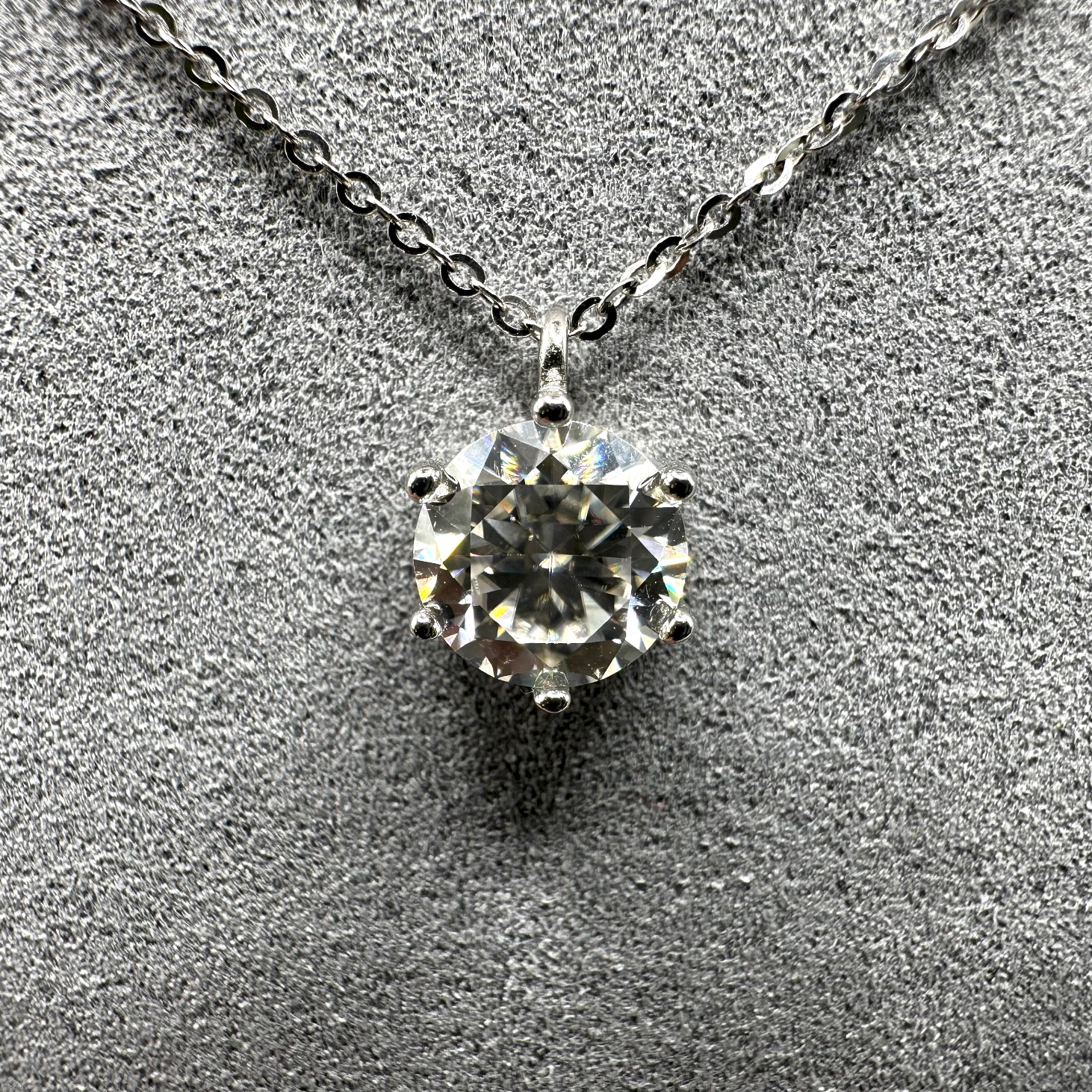 1ct Solitaire Round Cut Moissanite Pendant Necklace