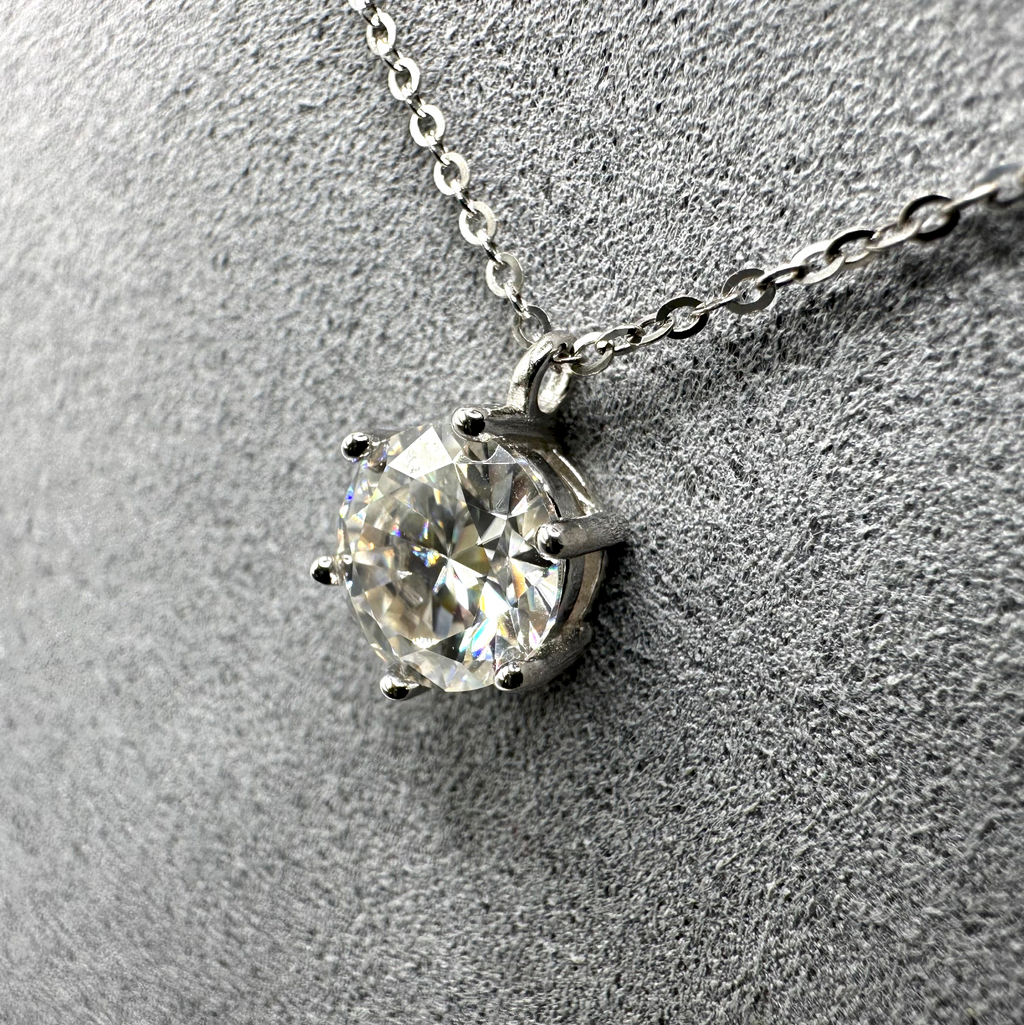 1ct Solitaire Round Cut Moissanite Pendant Necklace