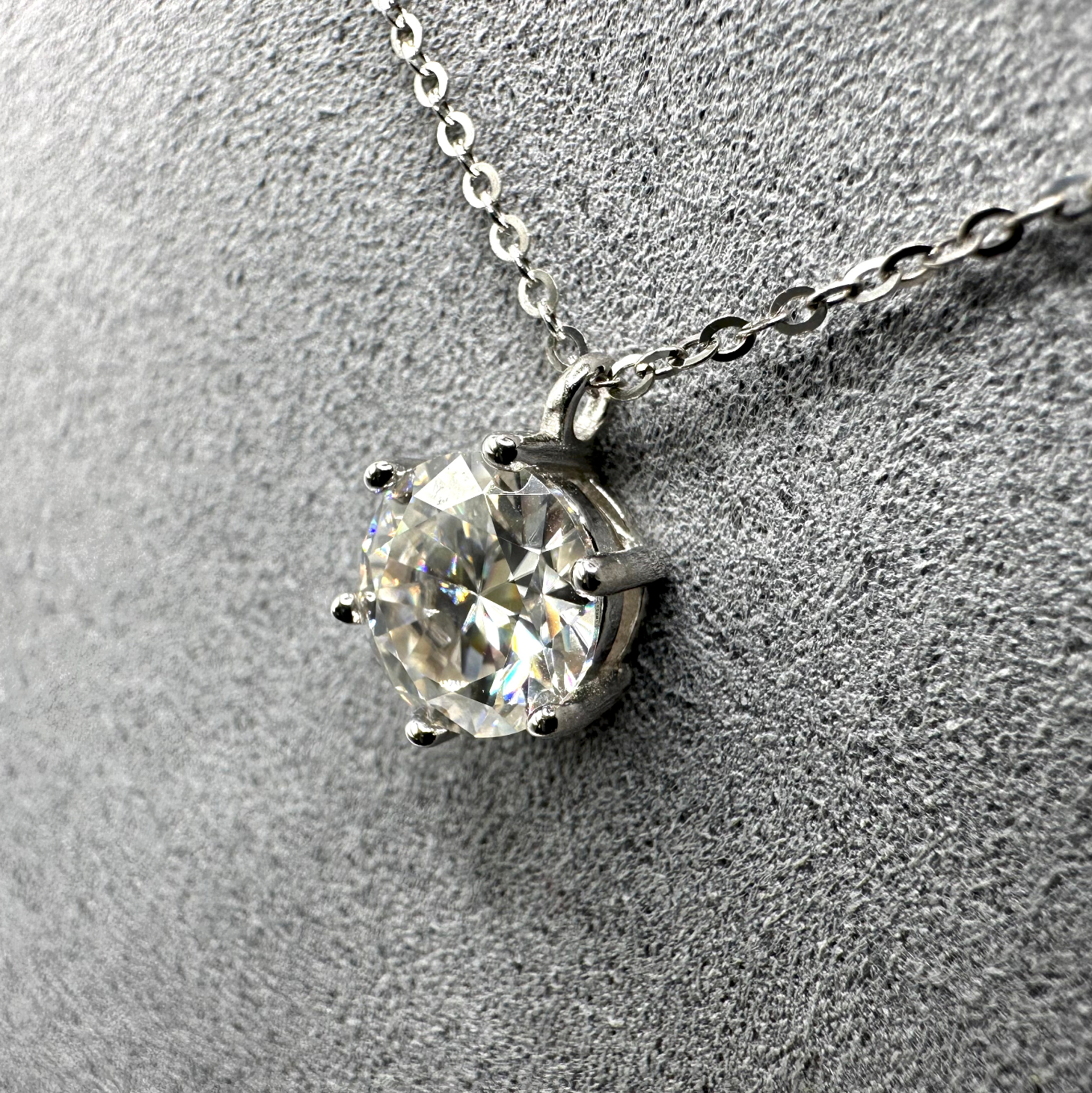 1ct Solitaire Round Cut Moissanite Pendant Necklace