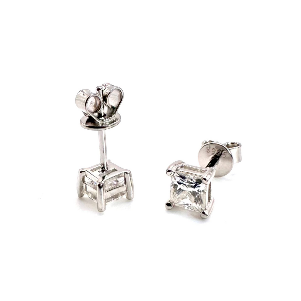 1ct Princess Cut Moissanite Stud Earrings
