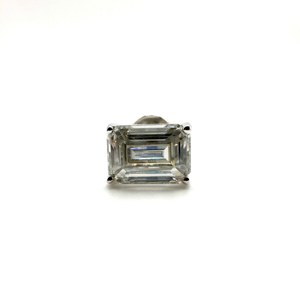 1ct Emerald Cut Moissanite Stud Earrings
