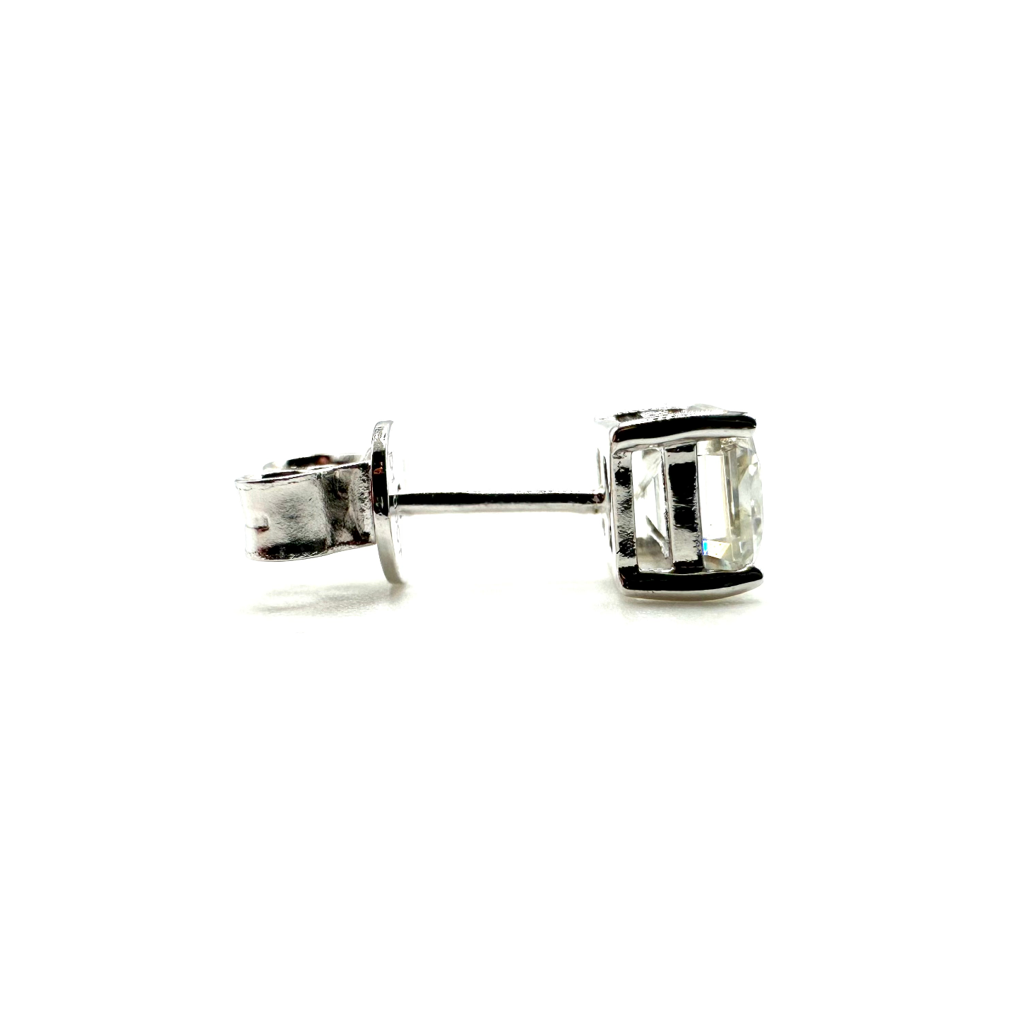 1ct Emerald Cut Moissanite Stud Earrings